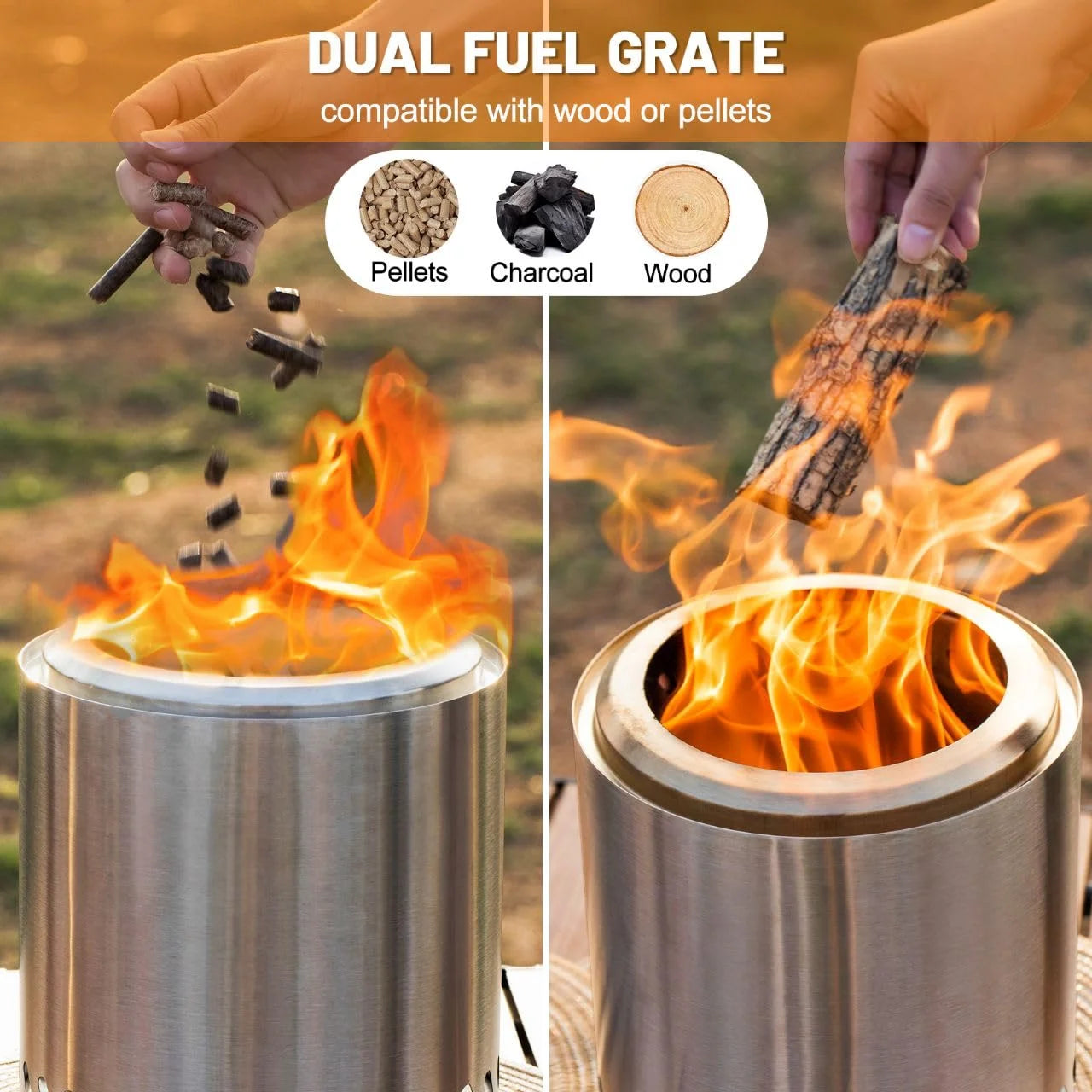 7-Inch Stainless Steel Tabletop Fire Pit - Portable Smokeless Camping Stove for Outdoor Use