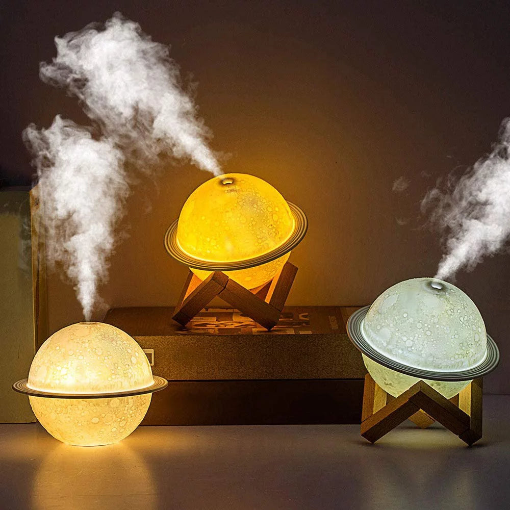 Moon Lamp Humidifier with USB Rechargeable 3D LED Night Light, 3 Color Options, Ideal for Kids