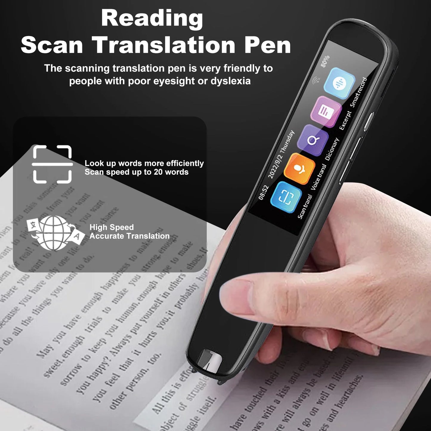 "Bluetooth Translation Scanning Pen – Text-to-Speech & Multi-Language Reader for Students, Professionals & Travelers